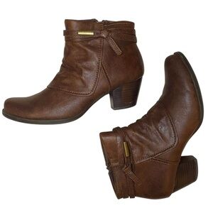 BARETRAPS “Rhapsody” Vegan Leather Ankle Dress Booties Walnut Brown Size 9-1/2M